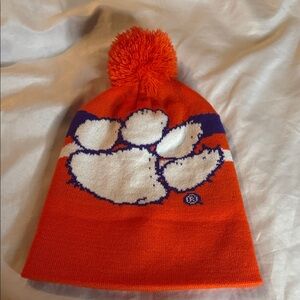 Vibrant Orange and Purple Kids Pom-Pom Beanie
